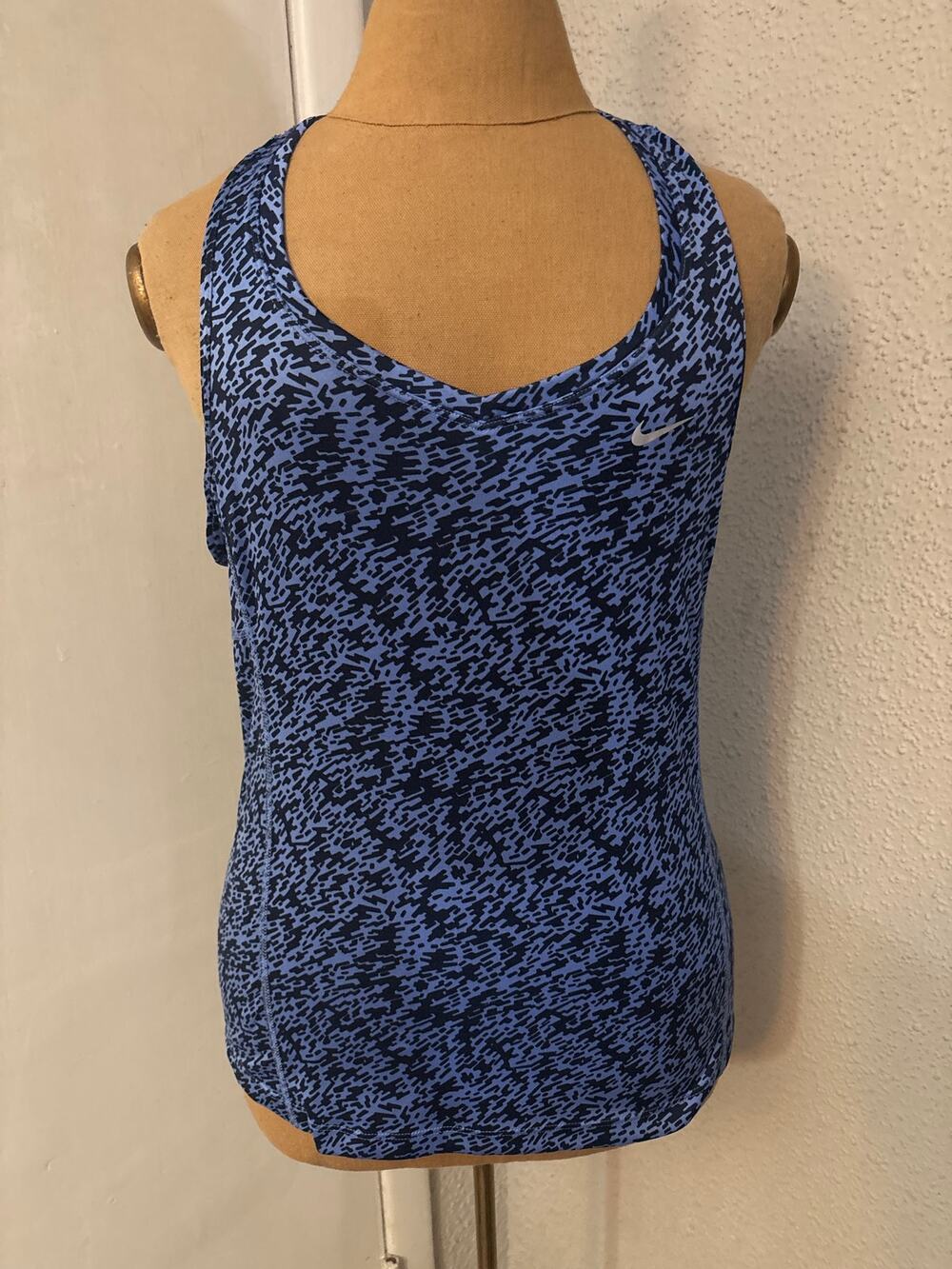Nike Dri-Fit Black/Blue Muscle Racerback Tank M Activewear Athleisure Sportswear
